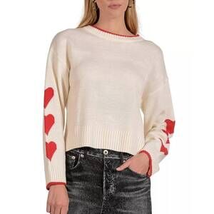 NEW ELAN heart crewneck sweater in off white